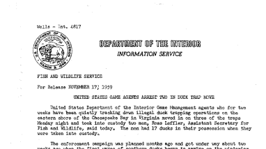 United States Game Agents Arrest Two in Duck Trap Move November 17, 1959
