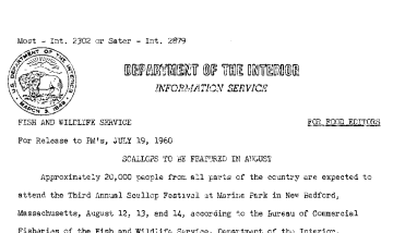 Scallopso Be Featured in August--July 19,1960