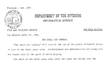 The Smelt Are Running--April 21, 1961