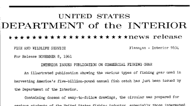 Interior Issues Publication on Commercial Fishing Gear--November 8, 1961