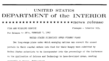 United States Scientists Offer Fishery Plan--February 7, 1963