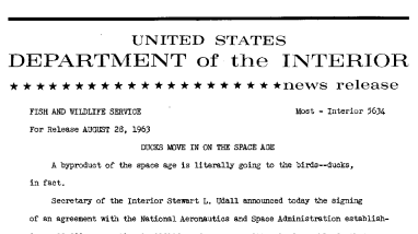 Ducks Move in on the Space Age--August 28, 1963