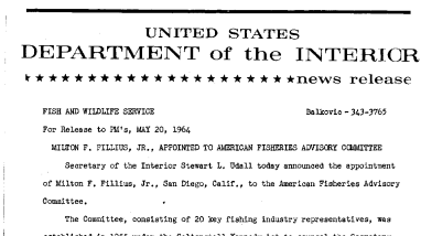 Interior to Aid Alaska Canning Industry--May 15, 1964