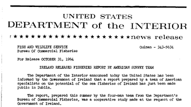 Ireland Releases Fisheries Report by American Survey Team--October 31, 1964