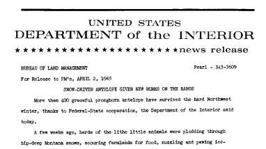 Recreational Use to Increase on Federal Fish and Wildlife Areas--February 3, 1965