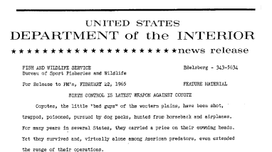 Birth Control Is Latest Weapon Against Coyote--February 22, 1965