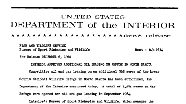 Interior Approves Additional Oil Leasing on Refuge in North America--December 6, 1965