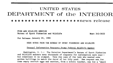News Notes From the Bureau of Sport Fisheries and Wildlife--January 26, 1966