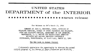 Remarks by Jack H. Berryman, Chief, Division of Wildlife Services, Bureau of Sport Fisheries and Wildlife, Fish and Wildlife Service , Department of the Interior, Washington, D.C. Before the Thirty-First American Wildlife and Natural Resource Conference,