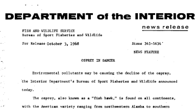 Osprey in Danger October 3, 1968