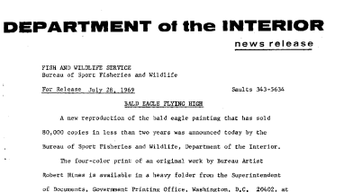 Bald Eagle Flying High July 28, 1969