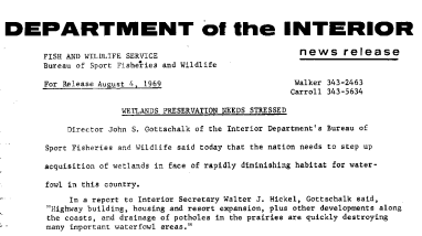 Wetlands Preservation Needs Stressed August 4, 1969