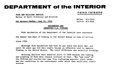 Hatcheries Are Improving U.S. Fishing June 21, 1970
