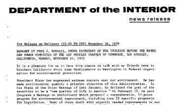 Remarks by Fred J. Russell, Before the Water and Power Committee of the Los Angeles Chamber of Commerce--November 16, 1970