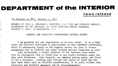 Forest and Wildife October 7, 1975