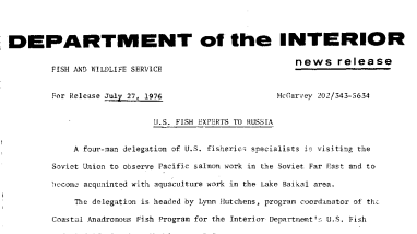 U.S. Fish Experts to Russia July 27, 1976