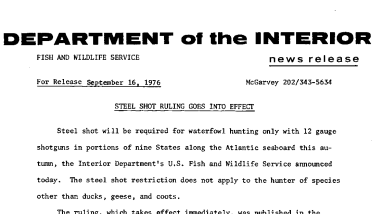 Steel Shot Ruling Goes Into Effect September 16, 1976