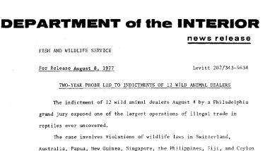 Two-Year Probe Led to Indictments of 12 Wild Animal Dealers August 8, 1977