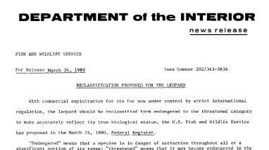 Reclassification Proposed for the Leopard March 24, 1980