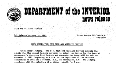News Briefs From the Fish and Wildlife Service October 14, 1981