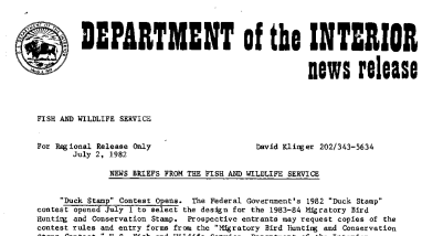 News Briefs From the Fish and Wildlife Service July 2, 1982