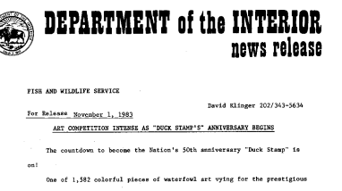 Art Competition Intense as "Duck Stamp's" Anniversary Begins November 1, 1983