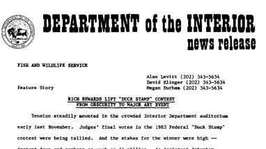 Rich Rewards Lift "Duck Stamp" Contest From Obscurity to Major Art Event March 22, 1984