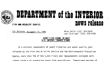 Sport Fish Found in Most U.S. Waters, Survey Finds December 10, 1984