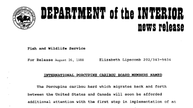 International Porcupine Caribou Boardmembers Named August 26, 1988