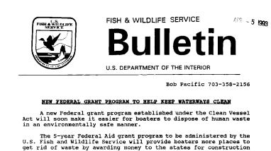 New Federal Grant Program to Help Keep Waterways Clean April 05,1993
