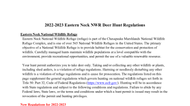 Eastern Neck 2022-23 Deer Hunt Regulations