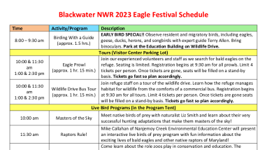 Blackwater NWR 2023 Eagle Festival Schedule