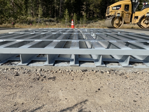 Caltrans installing modified cattle guard undercrossing for Yosemite toads along State Road 108 in Mono County