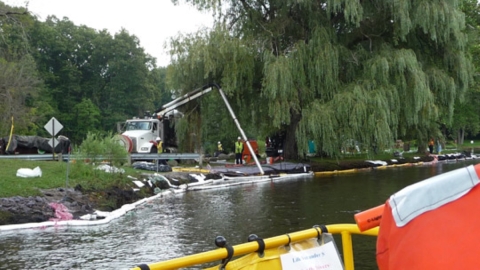 Construction on a body of water