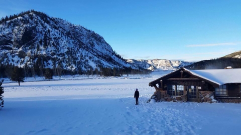 Image of winter hiking in Yellowstone National Park 