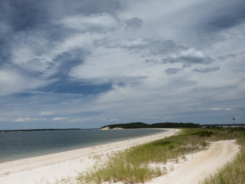 Beach stretches out toward Jessup's Neck Peninsula