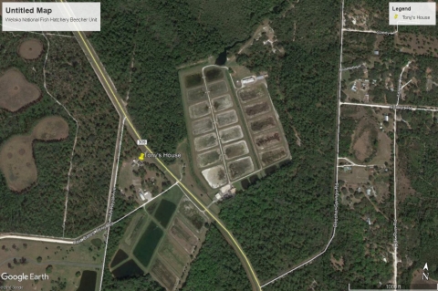 Satellite image of Welaka National Fish Hatchery's Beecher Unit 