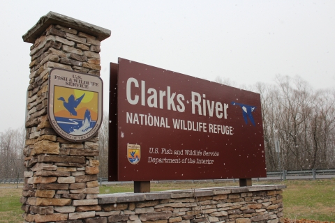The Clarks River National Wildlife Refuge entrance sign.