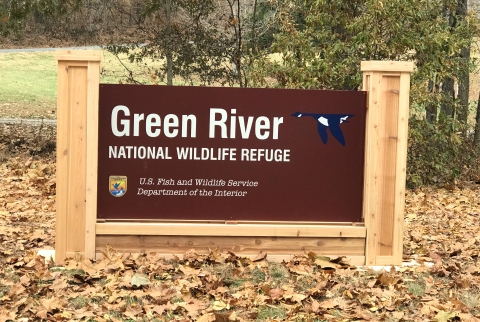 The Green River National Wildlife Refuge entrance sign.