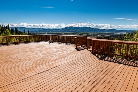 deck with view of mountains