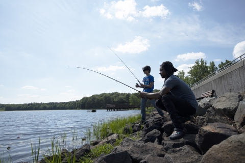 Two fishing on Cash Lake