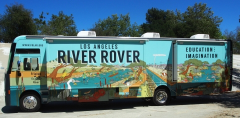 RV decorated with nature scenes from the L.A. River. 