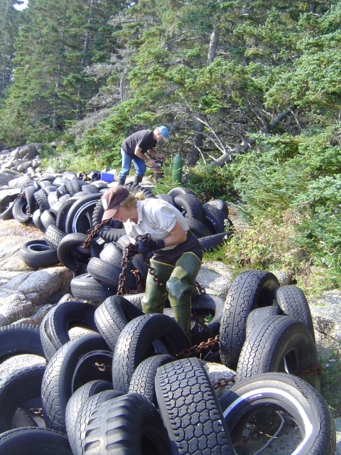 Marine Debris, 150 tires chained together