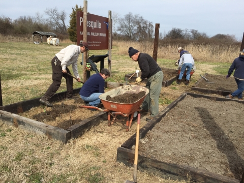 Crew working on plant nursery