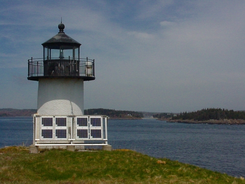 Pond Island lighthouse and solar panels
