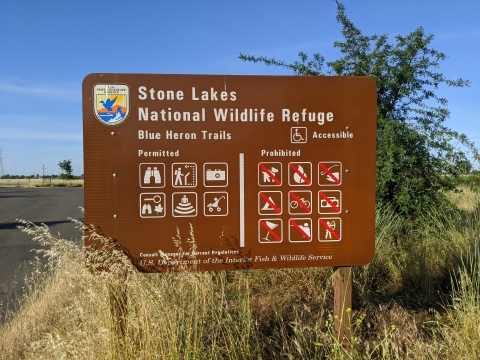 Regulation sign at Stone Lakes National Wildlife Refuge