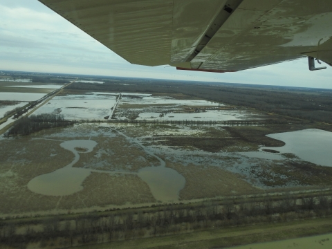 An aerial photo of Colewater River National Wildlife Refuge.