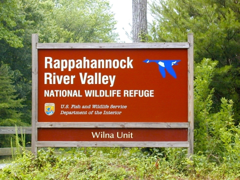 Rappahannock River Valley National Wildlife Refuge entrance sign