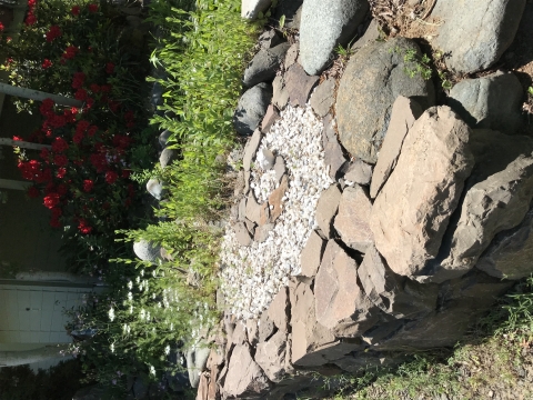 rock feature in yard
