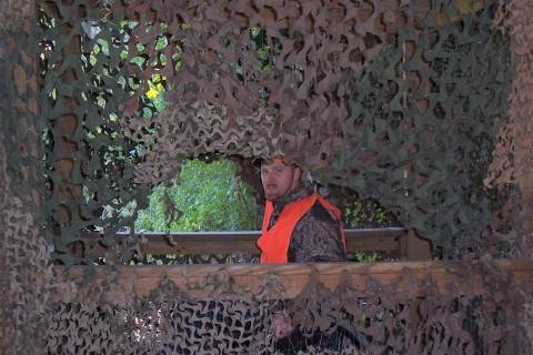 Hunter sits in blind during the mobility impaired hunt at E.F.H. ACE Basin NWR. 